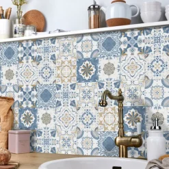 24/48pcs Creative Kitchen Bathroom Living Room Self-adhesive Wall Stickers Waterproof Retro Mosaic Tile Stickers