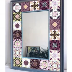 24pcs Creative Kitchen Bathroom Living Room Self-adhesive Wall Stickers Waterproof Mediterranean Fuchsia Tile Stickers