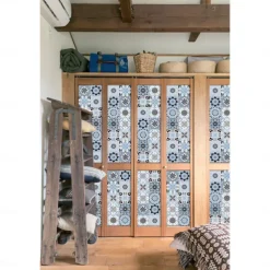 24pcs Creative Kitchen Bathroom Living Room Self-adhesive Wall Stickers Waterproof Fashion Blue Tile Stickers