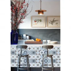 24pcs Creative Kitchen Bathroom Living Room Self-adhesive Wall Stickers Waterproof Fashion Blue Tile Stickers