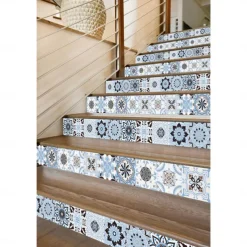 24pcs Creative Kitchen Bathroom Living Room Self-adhesive Wall Stickers Waterproof Fashion Blue Tile Stickers