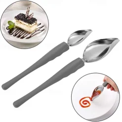 2pcs Culinary Precision Drawing Decorating Spoon Set Drizzle SpoonsProfessional Chocolate Spoon Filter SpoonsPlating Decorating Pencil Spoon for Decorative Plates Cake Coffee