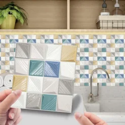 10pcs 3D Mosaic Crystal Tile Sticker Glass TileDIY Waterproof Self adhesive Wall Sticker