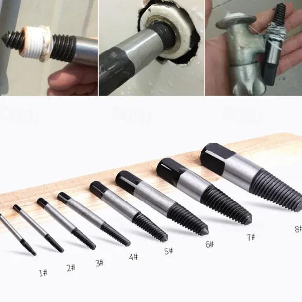 5/6/8Pcs Damaged and Stripped Screw Extractor Set, Broken Bolt Extractor and Broken Water Pipe Remover Set, Left Hand Spiral Removal Tool Kit with Storage Case