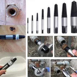 5/6/8Pcs Damaged and Stripped Screw Extractor Set, Broken Bolt Extractor and Broken Water Pipe Remover Set, Left Hand Spiral Removal Tool Kit with Storage Case