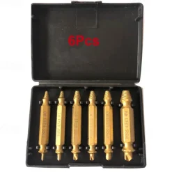 6pcs Damaged Screw Extractor Set Double Head Screw Remover Tools for Easy Out Bolt Extractor & Broken Head Screw Removers - High Speed Steel