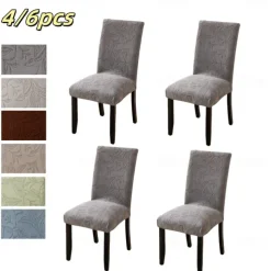4/6Pcs Dining Chair Cover Slipcovers Plants Jacquard Slipcovers