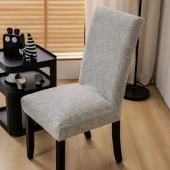 4/6Pcs Dining Chair Cover Slipcovers Plants Jacquard Slipcovers