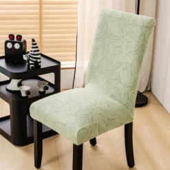 4/6Pcs Dining Chair Cover Slipcovers Plants Jacquard Slipcovers