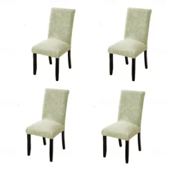 4/6Pcs Dining Chair Cover Slipcovers Plants Jacquard Slipcovers