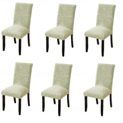 4/6Pcs Dining Chair Cover Slipcovers Plants Jacquard Slipcovers
