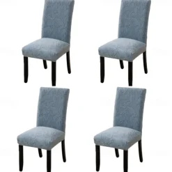 4/6Pcs Dining Chair Cover Slipcovers Plants Jacquard Slipcovers