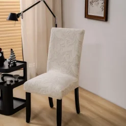 4/6Pcs Dining Chair Cover Slipcovers Plants Jacquard Slipcovers
