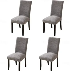 4/6Pcs Dining Chair Cover Slipcovers Plants Jacquard Slipcovers