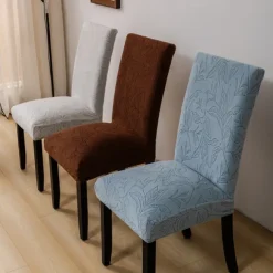 4/6Pcs Dining Chair Cover Slipcovers Plants Jacquard Slipcovers