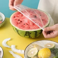 100pcs Disposable Plastic Wrap Cover Large Disposable Food Cover, Elastic Plastic Covers For Dishe Wrap Clings Film Dish Plate Fresh Keeping Cover Kitchen Refrigerator Accessories