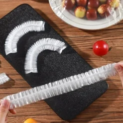 100pcs Disposable Plastic Wrap Cover Large Disposable Food Cover, Elastic Plastic Covers For Dishe Wrap Clings Film Dish Plate Fresh Keeping Cover Kitchen Refrigerator Accessories