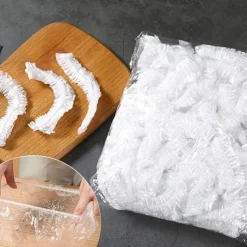 100pcs Disposable Plastic Wrap Cover Large Disposable Food Cover, Elastic Plastic Covers For Dishe Wrap Clings Film Dish Plate Fresh Keeping Cover Kitchen Refrigerator Accessories