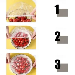 100pcs Disposable Plastic Wrap Cover Large Disposable Food Cover, Elastic Plastic Covers For Dishe Wrap Clings Film Dish Plate Fresh Keeping Cover Kitchen Refrigerator Accessories