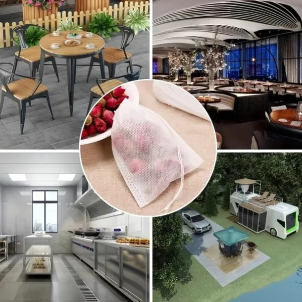 100pcs Disposable Tea Bags Non-Woven, Transparent, And Perfect For Spices! for Hotels,Restaurant, Bulk Kitchenware&Tableware