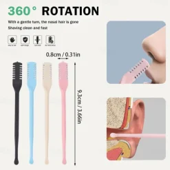 3Pcs Double Sided Nose Hair Knife Manual Nostril Cleaning Nose Hair Trimmer 360 Degree Rotate Nostril Cleaning Scissors