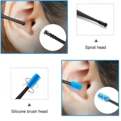 2pcs Double-Sided Earpick Soft Silicone Spiral Rotating Ear Wax Cleaner Ears Remover Clean Tool Spiral Design