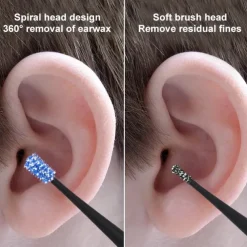 2pcs Double-Sided Earpick Soft Silicone Spiral Rotating Ear Wax Cleaner Ears Remover Clean Tool Spiral Design