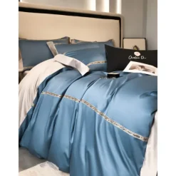 4PCS Duvet Cover Bedding Set 100% Organic Cotton Soft and Breathable Fabric Includes Duvet Cover and Pillowcases for a Comfortable Sleep