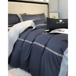 4PCS Duvet Cover Bedding Set 100% Organic Cotton Soft and Breathable Fabric Includes Duvet Cover and Pillowcases for a Comfortable Sleep