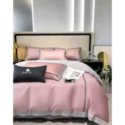 4PCS Duvet Cover Bedding Set 100% Organic Cotton Soft and Breathable Fabric Includes Duvet Cover and Pillowcases for a Comfortable Sleep