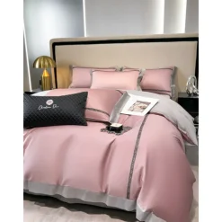 4PCS Duvet Cover Bedding Set 100% Organic Cotton Soft and Breathable Fabric Includes Duvet Cover and Pillowcases for a Comfortable Sleep