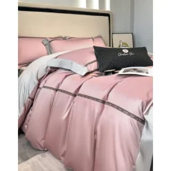 4PCS Duvet Cover Bedding Set 100% Organic Cotton Soft and Breathable Fabric Includes Duvet Cover and Pillowcases for a Comfortable Sleep