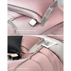 4PCS Duvet Cover Bedding Set 100% Organic Cotton Soft and Breathable Fabric Includes Duvet Cover and Pillowcases for a Comfortable Sleep