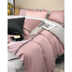 4PCS Duvet Cover Bedding Set 100% Organic Cotton Soft and Breathable Fabric Includes Duvet Cover and Pillowcases for a Comfortable Sleep