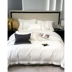 4PCS Duvet Cover Bedding Set 100% Organic Cotton Soft and Breathable Fabric Includes Duvet Cover and Pillowcases for a Comfortable Sleep