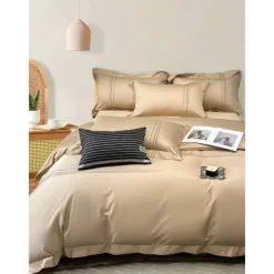 4PCS Duvet Cover Bedding Set 100% Organic Cotton Soft and Breathable Fabric Includes Duvet Cover and Pillowcases for a Comfortable Sleep