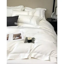 4PCS Duvet Cover Bedding Set 100% Organic Cotton Soft and Breathable Fabric Includes Duvet Cover and Pillowcases for a Comfortable Sleep