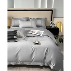 4PCS Duvet Cover Bedding Set 100% Organic Cotton Soft and Breathable Fabric Includes Duvet Cover and Pillowcases for a Comfortable Sleep