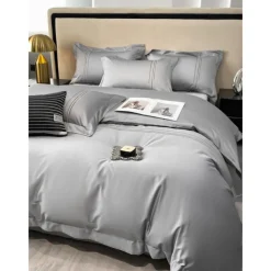 4PCS Duvet Cover Bedding Set 100% Organic Cotton Soft and Breathable Fabric Includes Duvet Cover and Pillowcases for a Comfortable Sleep