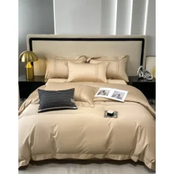 4PCS Duvet Cover Bedding Set 100% Organic Cotton Soft and Breathable Fabric Includes Duvet Cover and Pillowcases for a Comfortable Sleep