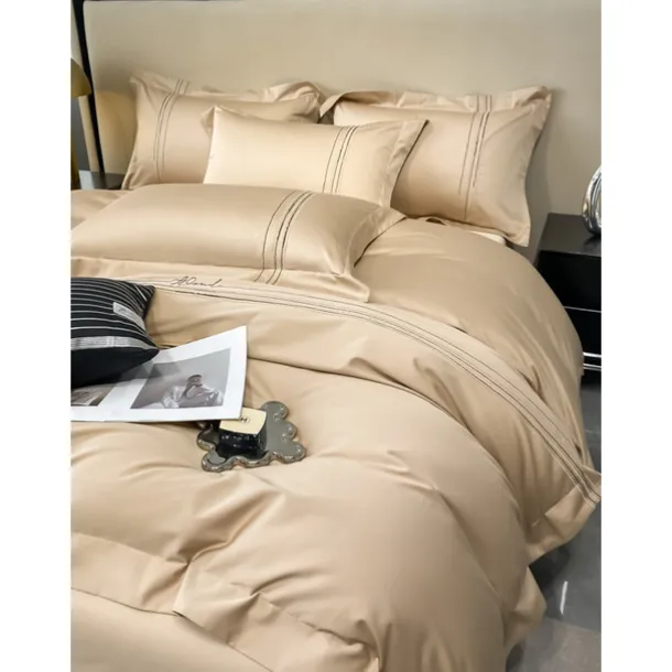 4PCS Duvet Cover Bedding Set 100% Organic Cotton Soft and Breathable Fabric Includes Duvet Cover and Pillowcases for a Comfortable Sleep