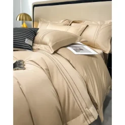 4PCS Duvet Cover Bedding Set 100% Organic Cotton Soft and Breathable Fabric Includes Duvet Cover and Pillowcases for a Comfortable Sleep