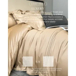 4PCS Duvet Cover Bedding Set 100% Organic Cotton Soft and Breathable Fabric Includes Duvet Cover and Pillowcases for a Comfortable Sleep