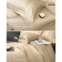 4PCS Duvet Cover Bedding Set 100% Organic Cotton Soft and Breathable Fabric Includes Duvet Cover and Pillowcases for a Comfortable Sleep