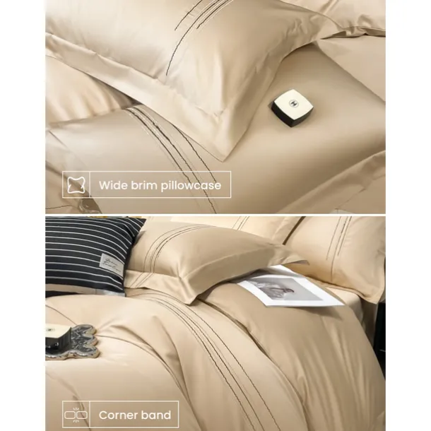 4PCS Duvet Cover Bedding Set 100% Organic Cotton Soft and Breathable Fabric Includes Duvet Cover and Pillowcases for a Comfortable Sleep