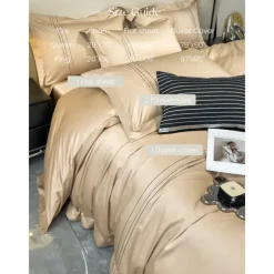 4PCS Duvet Cover Bedding Set 100% Organic Cotton Soft and Breathable Fabric Includes Duvet Cover and Pillowcases for a Comfortable Sleep