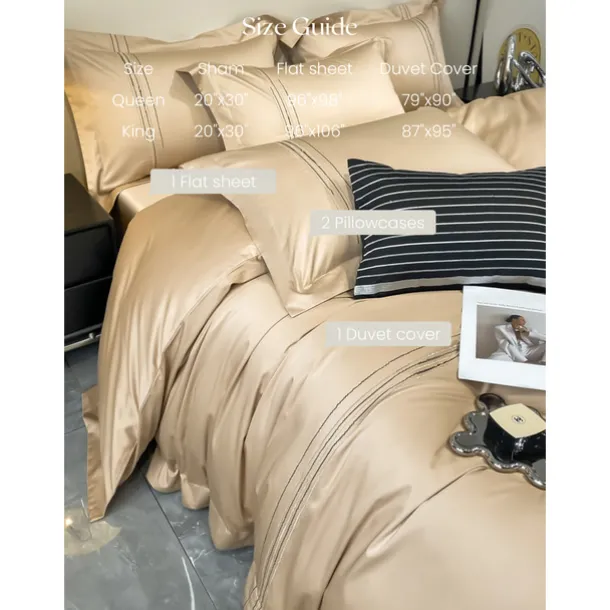 4PCS Duvet Cover Bedding Set 100% Organic Cotton Soft and Breathable Fabric Includes Duvet Cover and Pillowcases for a Comfortable Sleep