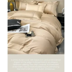 4PCS Duvet Cover Bedding Set 100% Organic Cotton Soft and Breathable Fabric Includes Duvet Cover and Pillowcases for a Comfortable Sleep