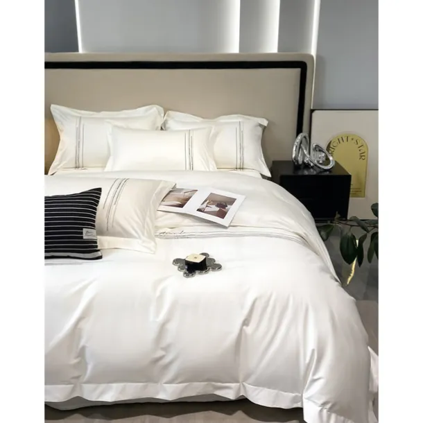 4PCS Duvet Cover Bedding Set 100% Organic Cotton Soft and Breathable Fabric Includes Duvet Cover and Pillowcases for a Comfortable Sleep