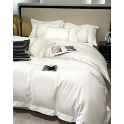 4PCS Duvet Cover Bedding Set 100% Organic Cotton Soft and Breathable Fabric Includes Duvet Cover and Pillowcases for a Comfortable Sleep